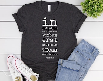 Latein John 1: 1 T-Shirt, CC-T-Shirt, Latein-Shirt, klassisches Gesprächs-Shirt, Homeschool-Shirt, Zyklus 3, Nachhilfegeschenk, Grundlagen, Bibel