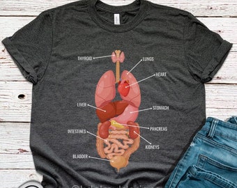 Camiseta de Anatomia do Corpo Humano, Camiseta Educativa de Ciências para Crianças, Camiseta de Ciências para Ensino Domiciliar