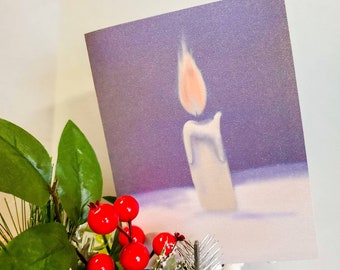 Candle Illustration Christmas Holiday Card | Seasonal Greeting Card, Blank Holiday Card, Winter Card