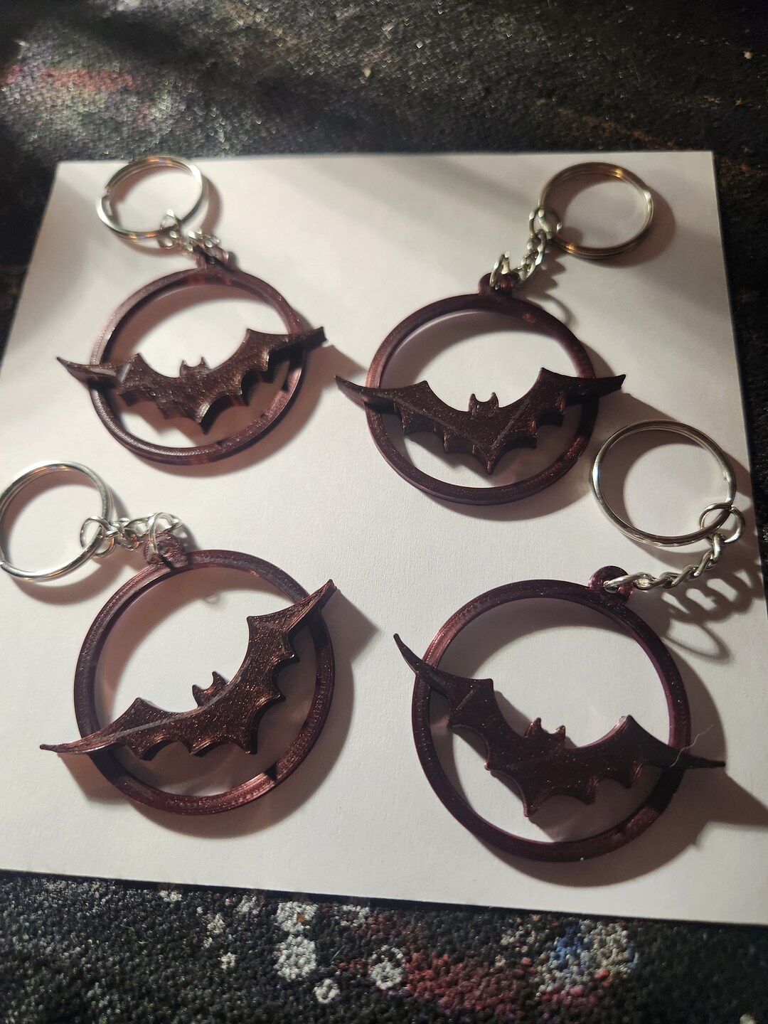 Dark Purple Glitter Bat Keychain - Etsy