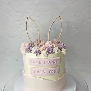 Topper per torta di Pasqua con orecchie da coniglio - Coniglietto pasquale - Torta &quot;Un coniglio ti ama&quot;