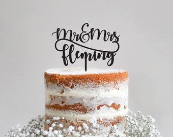 Wedding Cake Topper - Mr & Mrs - Script - swirly - Laser Cut Wooden Topper - Wedding - Rustic - Modern