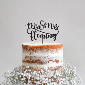 Wedding Cake Topper - Mr & Mrs - Script - swirly - Laser Cut Wooden Topper - Wedding - Rustic - Modern
