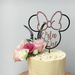 Minnie Mouse Mickey Mouse theme Cake Topper - Personalised Wooden Cake Topper  - Christening Cake - Baby shower - Birthday