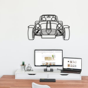 Art mural 7 Caterham, dessin au trait 3D en bois découpé - Or - Cuivre - Argent - Aspect métal