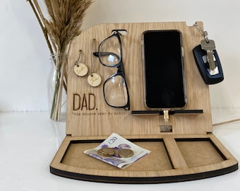 Dad's Stuff desk tidy - Personalised phone docking station - Key holder - Money tray - Organiser - Fathers day gift - Dad - For him
