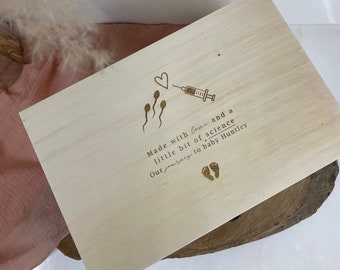 IVF Journey Wooden Keepsake memory box - love and science