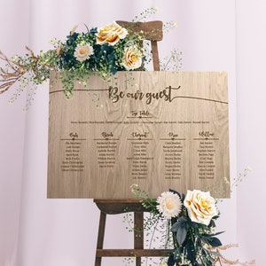 Tavolo da matrimonio in rovere Piano dei posti a sedere - Inciso - Invitati al matrimonio - Prendete posto - rustico - in legno