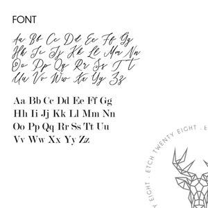 May include: A black and white image of a handwritten alphabet in a cursive font. The letters are arranged in two rows, with the lowercase letters on top and the uppercase letters on the bottom. The word "FONT" is written in all caps at the top of the image.