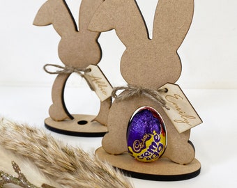 Personalised easter bunny cream egg & kinder egg holder - laser cut 6mm MDF