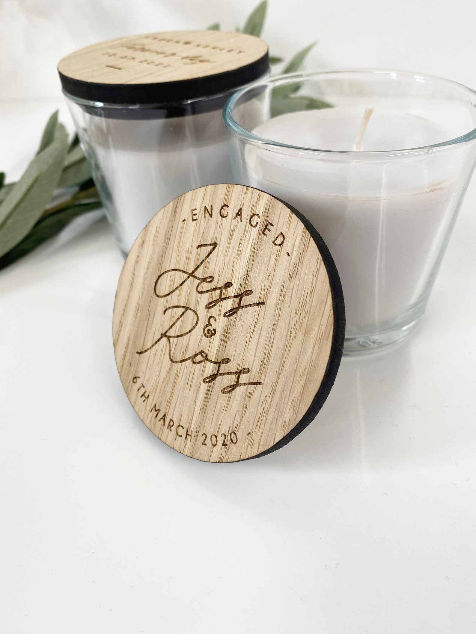 Personalised Candle - Glass Candle Jar Wooden Lid - Engraved ...