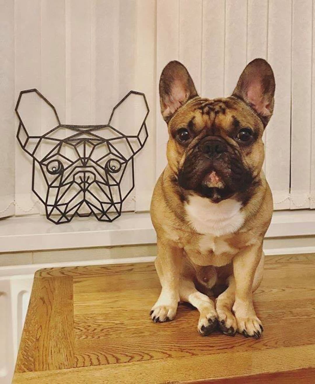 Geometric French Bulldog Wooden Wall Art 3D Frenchie Laser Cut