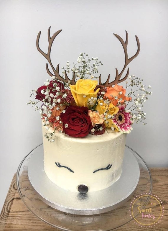 Toppers De Gateau De Bois Bois De Renne Cerf Bambi Cake Etsy