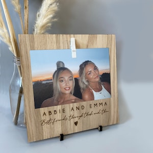 Best Friends Photo Frame Peg Plaque - Wooden photoframe plaque friendship gift, galantine&#39;s day