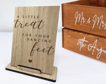 Flip Flop Sign - A little Treat for your dancing feet - Wedding Sign - Oak Laser Cut Wedding Sign - Rustic Wedding