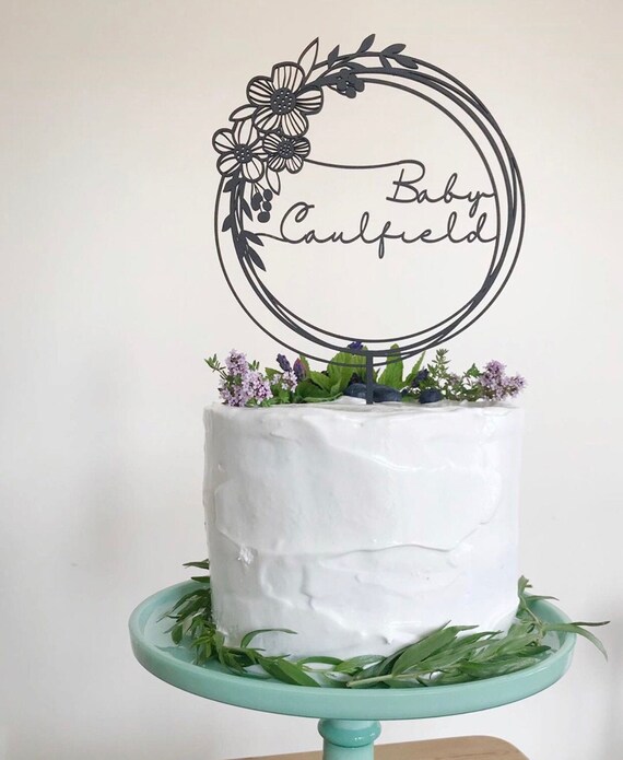 Floral Wreath Round Circle Personalised Wooden Cake Topper X5 Etsy