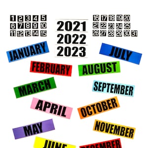 Calendar Magnets - Month/Year Set - Also Spanish French Italian Add ons Available!