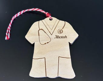 Personalized Nurse Doctor Wooden Ornament - Christmas!