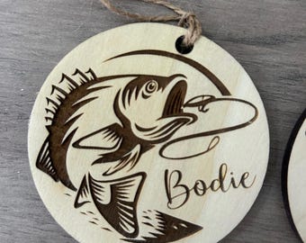 Personalized Fishing Wooden Ornament - Christmas!