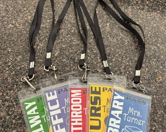 Personalized Magnetic Classroom Hall Pass Set with Lanyards