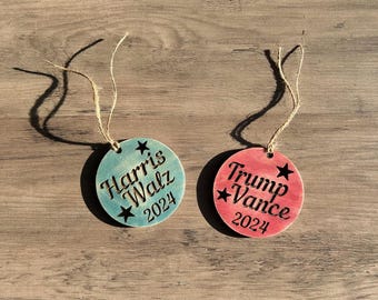 Round Political Wooden Ornament - Christmas!