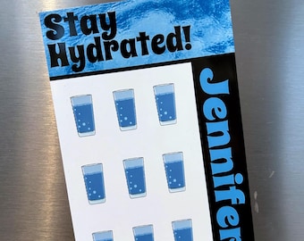 Imán con contador de agua - ¡Personalizado! ¡Mantente hidratado!