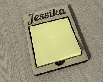 Custom Personalized Sticky Note Holder - Great Office Gift (with note pad)