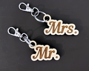 Mr. & Mrs. Wooden Personalized Keychain Set - Great gifts for everyone on your list!