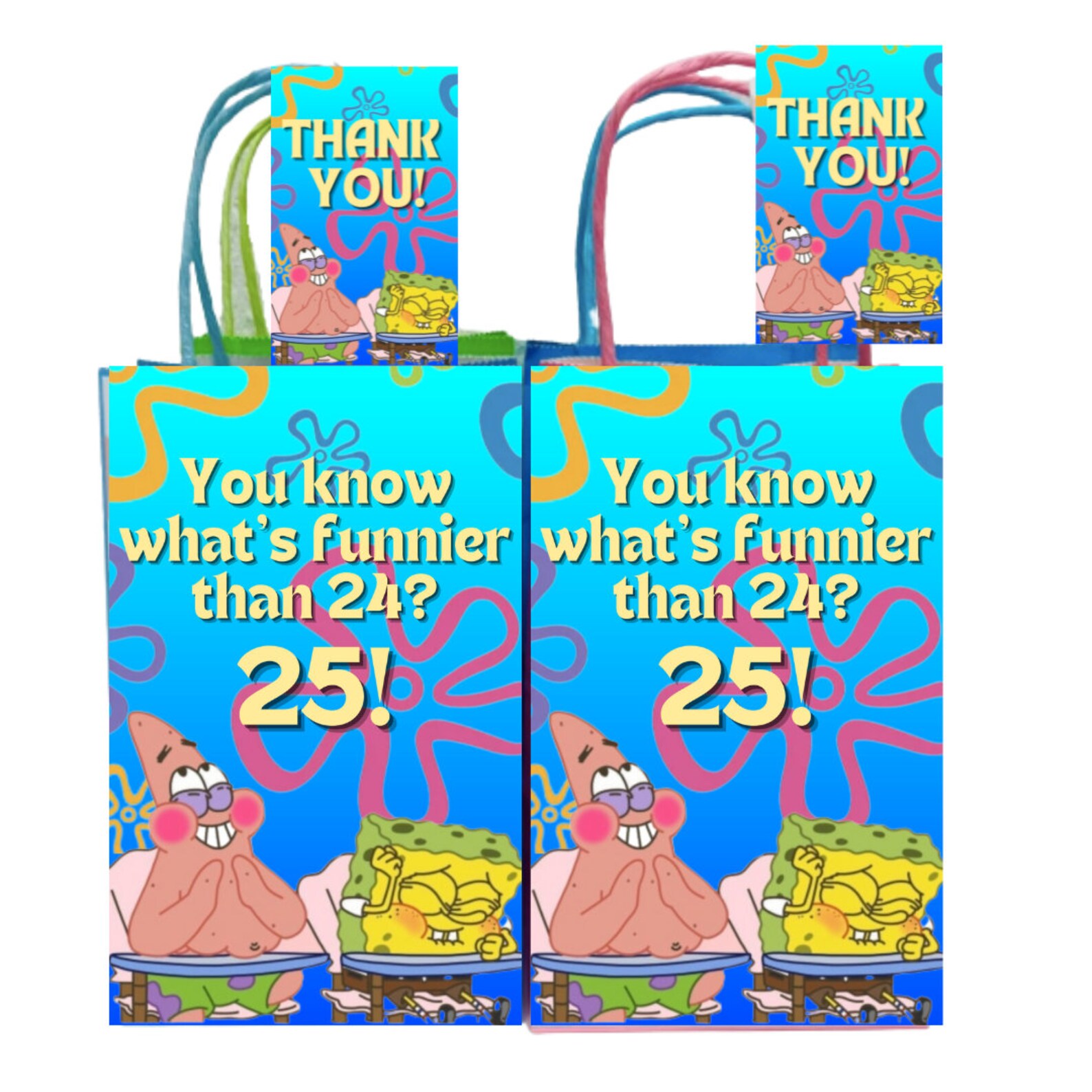 Spongebob 25 Meme Party Bags Custom Bundle of 6 Bags Etsy