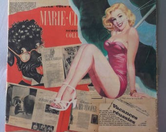 Toile tableau  pin-up Collage revues authentiques années 50