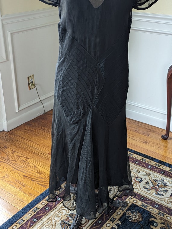 Antique Vintage 1920's-30's Black Bias Cut Dress … - image 9