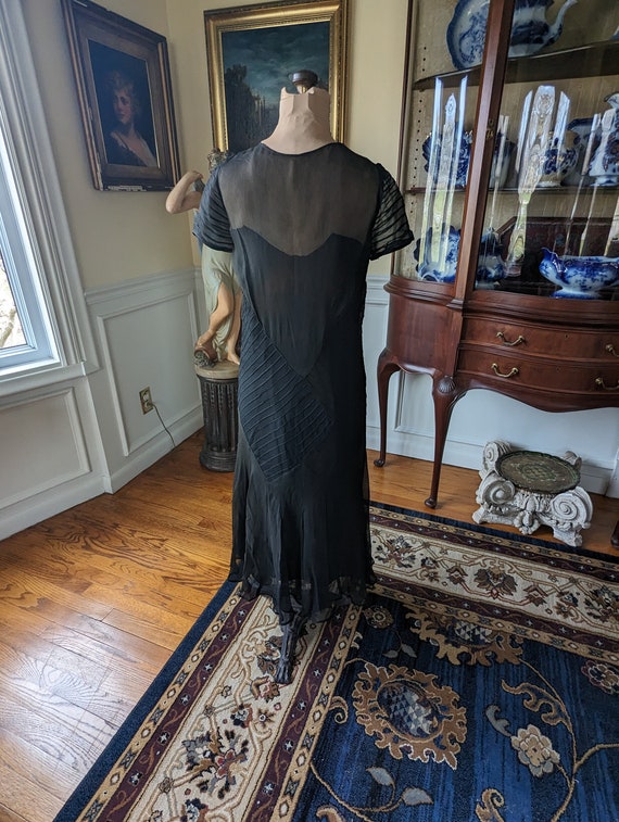 Antique Vintage 1920's-30's Black Bias Cut Dress … - image 7