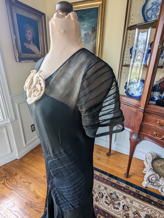 Antique Vintage 1920's-30's Black Bias Cut Dress … - image 4