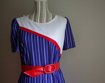 Vintage Baseball Date Summer dress. small. cotton day dress