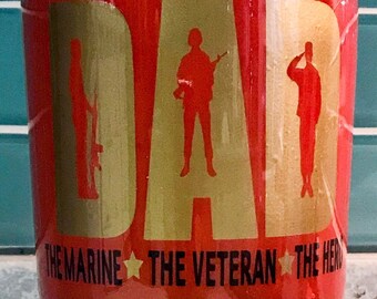 Marine Veteran Stainless Steel Tumbler - Please list font choice for name in personalization section.
