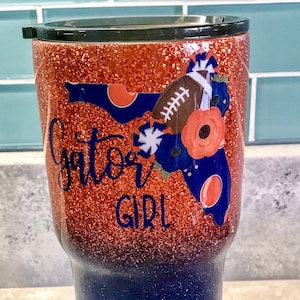 Gator Girl Stainless Steel Tumbler.  Please list font choice for name in personalization section.