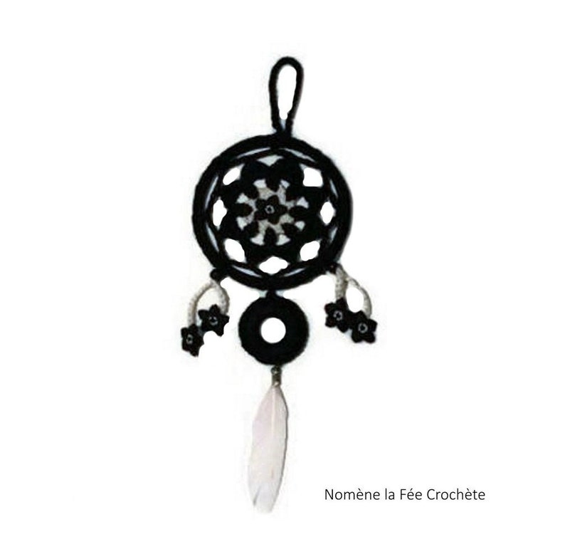 Petit attrape-rêves fleurs dreamcatcher fait main au crochet Noir