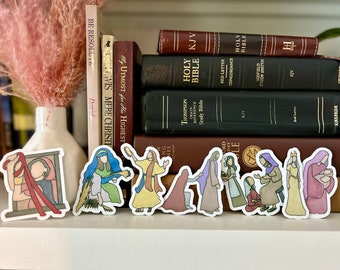 Women of the Bible Stickers | Esther, Mary, Martha, Miriam, Rahab, Ruth, Bleeding woman