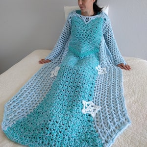 Princess Blanket Crochet Pattern, Mother Daughter Matching Dress, Crochet Afghan Dress, Ice Princess Blanket PDF Pattern throw blanket image 6