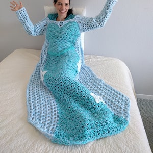 Princess Blanket Crochet Pattern, Mother Daughter Matching Dress, Crochet Afghan Dress, Ice Princess Blanket PDF Pattern throw blanket image 3