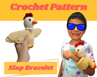 Crochet Slap Bracelet Chicken Stuffed Animal Pattern, Cluck the Chicken, Hug Me Pet Amigurumi, Crochet Farm Animal Rooster Pattern