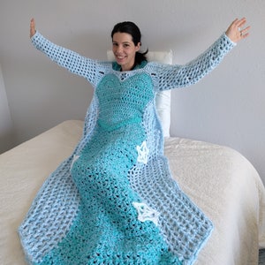 Princess Blanket Crochet Pattern, Mother Daughter Matching Dress, Crochet Afghan Dress, Ice Princess Blanket PDF Pattern throw blanket image 5