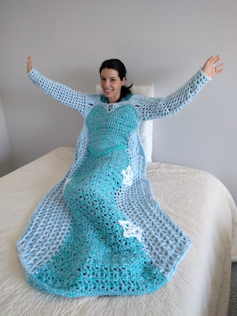 Princess Blanket Crochet Pattern, Mother Daughter Matching Dress, Crochet Afghan Dress, Ice Princess Blanket PDF Pattern throw blanket image 5