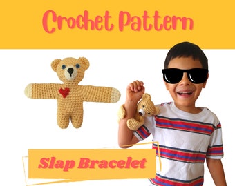 Crochet Amigurumi Valentine Bear Stuffed Animal Pattern, Hug Me Pet Slap Bracelet Toy, Adopt Easy Teddy Bear Crochet Pattern