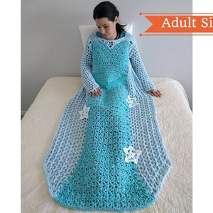 Princess Blanket Crochet Pattern, Mother Daughter Matching Dress, Crochet Afghan Dress, Ice Princess Blanket PDF Pattern throw blanket image 1