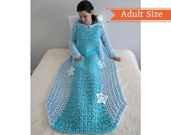 Patrón de ganchillo de manta princesa, vestido a juego de madre e hija, vestido afgano de ganchillo, manta de princesa de hielo patrón PDF tirar manta