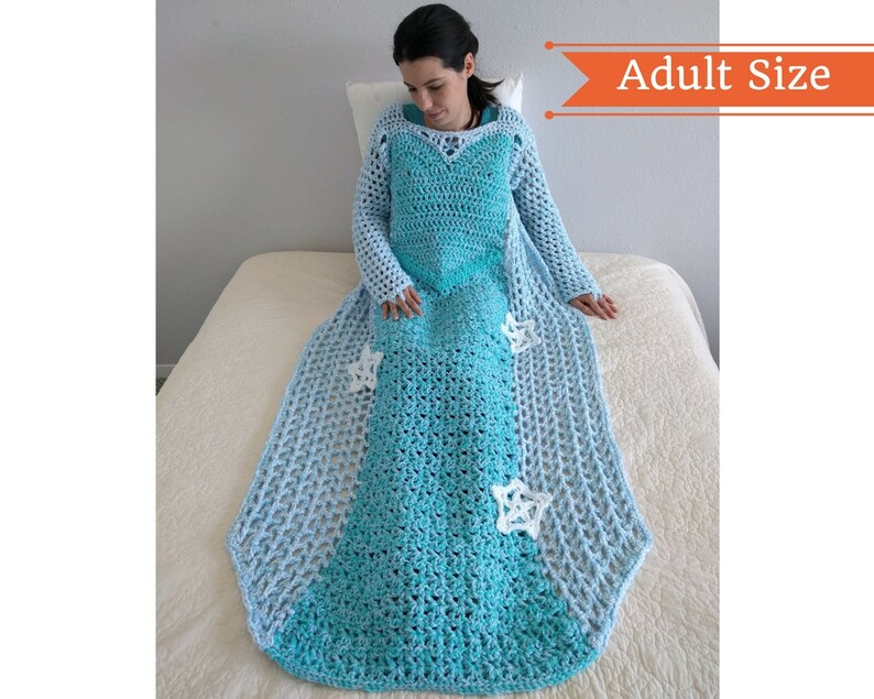 Princess Blanket Crochet Pattern, Mother Daughter Matching Dress, Crochet Afghan Dress, Ice Princess Blanket PDF Pattern throw blanket image 1