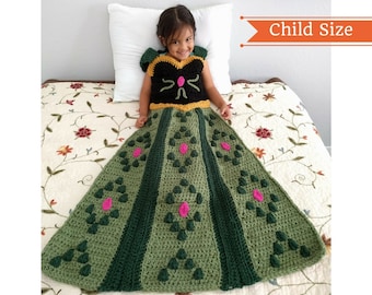 Princess Dress Blanket Crochet Pattern, Crochet Pattern for Girls, Crochet Afghan Pattern, Princess Crochet Pattern, Child size Pdf