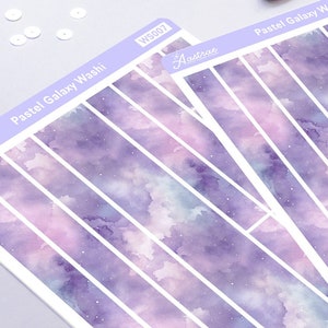 Strisce adesive nastro adesivo Washi Galaxy pastello, foglio adesivo nastro Washi estetico, adesivi decorativi Bullet Journal, adesivi Goth pastello Bujo