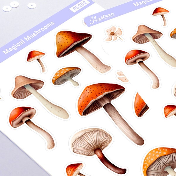 Mushroom Planner Stickers, Autumn Planner Stickers, Seasonal Stickers, Fall Mushrooms Stickers, Cottagecore Stationery, Pen Pal Stickers